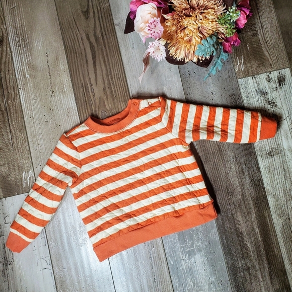 Baby Cat & Jack Orange and Cream Striped Quilted Pullover Sweater Size 18m EUC - Picture 1 of 13